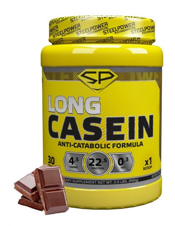 Протеин SteelPower Nutrition LONG CASEIN 900 г, вкус Классический шоколад