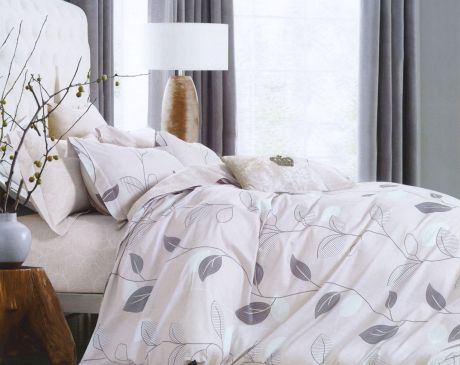 Комплект постельного белья Дом Текстиля SULYAN Мишель, бежевый, кремовый, светло-серый