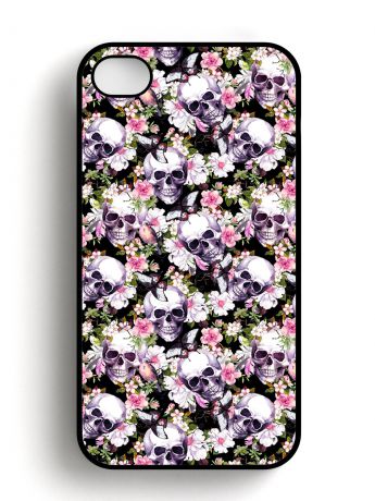 Чехол для сотового телефона Дайте две! "Череп и цветы" для iPhone 4/4S, IP4.CASE-16, разноцветный