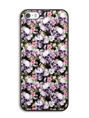 Чехол для сотового телефона Дайте две! "Череп и цветы" для iPhone 5/5S/SE, IP5.CASE-16, разноцветный