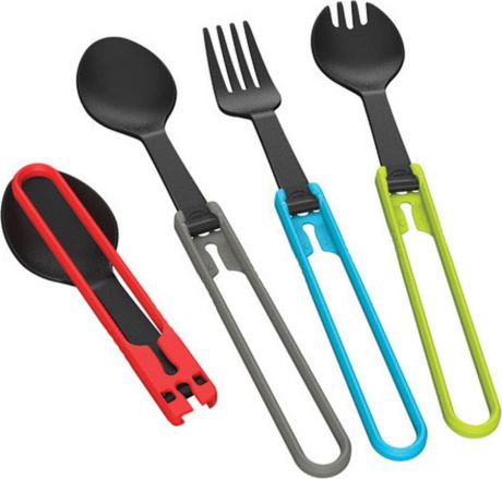 Набор походной посуды MSR Folding Spork Kit, 03170, серый, красный, синий, зеленый, 4 шт