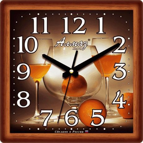 Настенные часы Алмаз K21, темно-коричневый