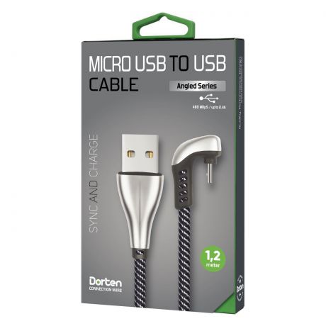 Кабель DORTEN Micro USB to USB cable: Angled Series 360, 1.2 meter, серебристый