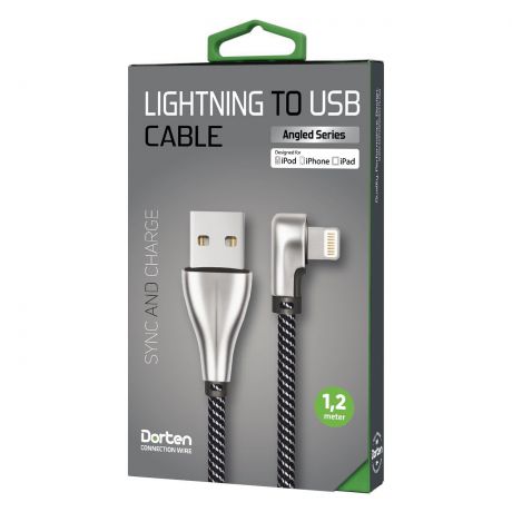 Кабель DORTEN Lighting to USB : Angled Series 1.2 meter, серебристый