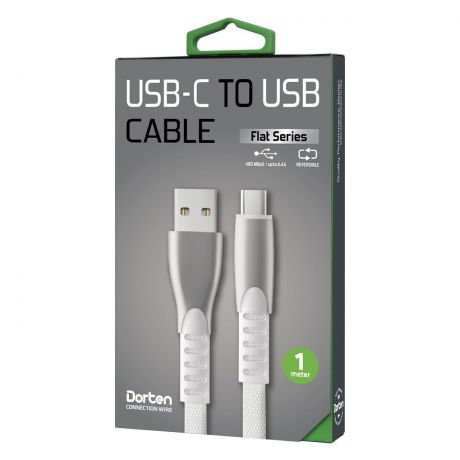 Кабель DORTEN USB-C to USB cable: Flat Series 1 meter, белый