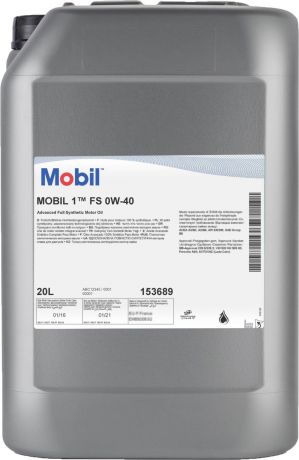Моторное масло Mobil 1 FS, 153689, синтетическое, 0W-40, 20 л
