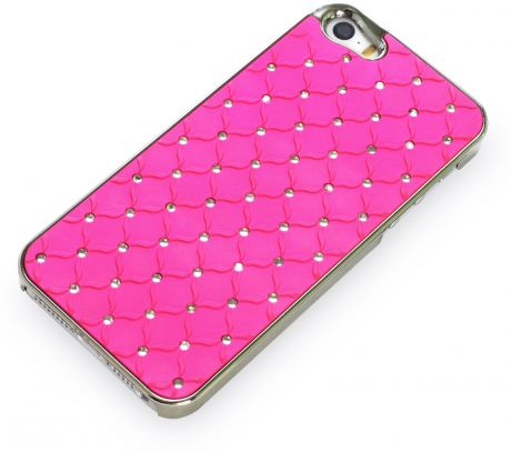 Чехол для сотового телефона накладка стежка с кристаллами 400213 для Apple iPhone 5/5S/SE, темно-розовый