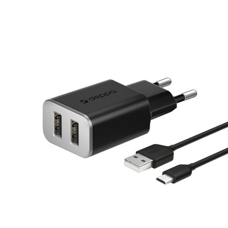 Зарядное устройство Deppa 2 USB 2.4А + кабель micro USB 11381