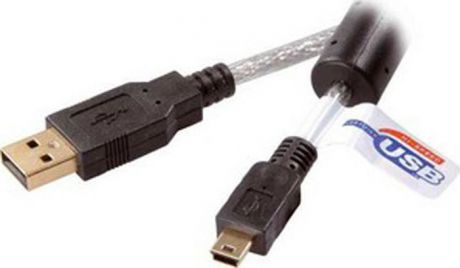 Кабель Vivanco CC U7 18 M, USB 2,0 А/mini В, 1,8 м, черный, прозрачный