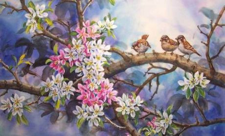 Алмазная мозаика Яркие Грани "Маленькие птички" (DS160), размер 82х50 см, 59 цветов