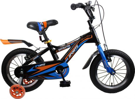 Велосипед детский Navigator Sport II, ВН14189, черный, синий, колесо 14"