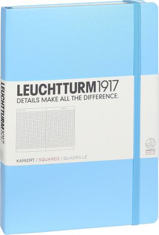 Записная книжка Leuchtturm1917, 357481, голубой, A5 (148 x 210 мм), в клетку, 125 листов