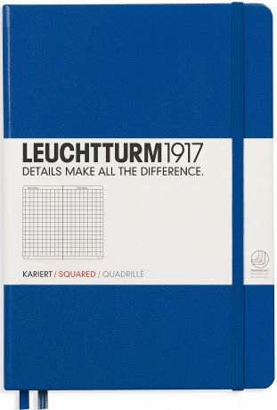 Записная книжка Leuchtturm1917, 342706, синий, A5 (148 x 210 мм), в клетку, 125 листов