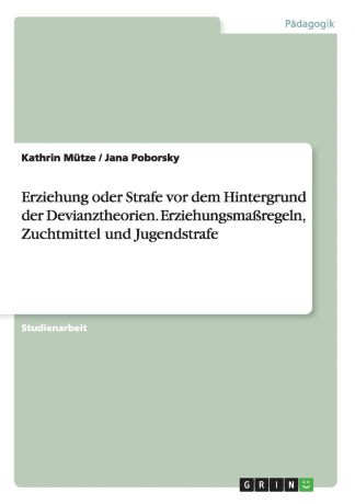 Kathrin Mütze, Jana Poborsky Erziehung oder Strafe vor dem Hintergrund der Devianztheorien. Erziehungsmassregeln, Zuchtmittel und Jugendstrafe