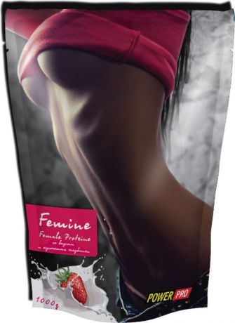 Протеин Power Pro Фемин со вкусом и кусочками клубники, 1 кг