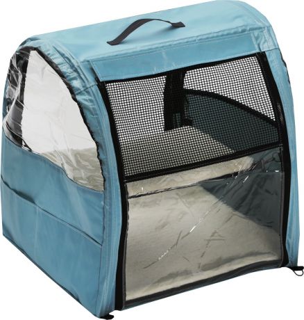 Клетка-палатка для животных "Заря-Плюс", выставочная, с чехлом, цвет: нежно-голубой, 51 х 58 х 55 см
