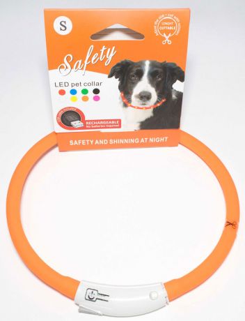 Ошейник для собак Meijing Aquarium, светящийся, с USB-зарядкой, JPF-008US-orange, оранжевый