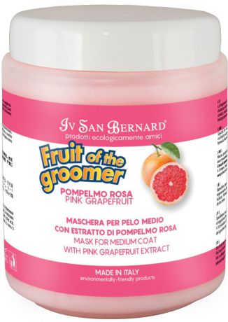 Маска для животных Iv San Bernard ISB Fruit of the Grommer Pink Grapefruit Восстанавливающая, для шерсти средней длины, с витаминами, 1 л