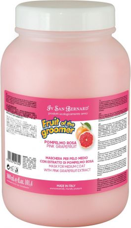 Маска для животных Iv San Bernard ISB Fruit of the Grommer Pink Grapefruit Восстанавливающая, для шерсти средней длины, с витаминами, 3 л