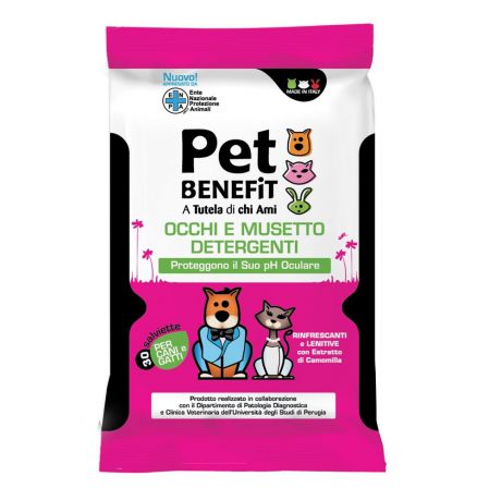 Влажные салфетки для животных Pet Benefit Очищающие влажные салфетки OCCHI E MUSETTO для ухода за глазками 30 шт/упак