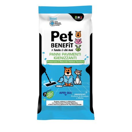 Влажные салфетки для животных Pet Benefit Очищающие влажные салфетки PANNI PAVIMENTI для уборки за животными, 12 шт/уп