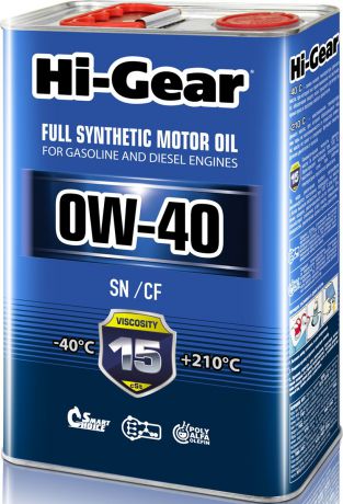 Моторное масло Hi-Gear, синтетическое, 0W-40, HG0044, 4 л