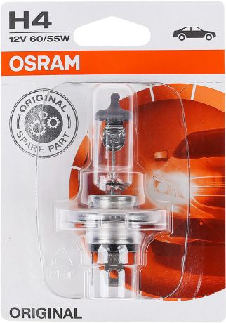 Лампа автомобильная галогенная "Osram", для фар, цоколь H4 (P43t), 12V, 60/55W