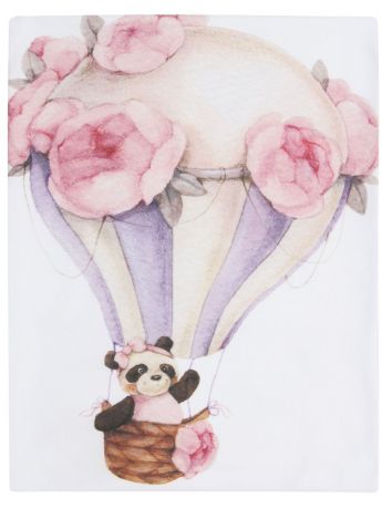 Детский плед Luxury Baby Трикотажный плед "Панда на воздушном шаре", белый
