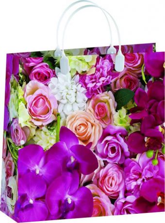 Подарочный пакет Bello Цветы, BAM 155, розовый, 30 х 30 см