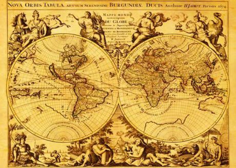 Картина Экорамка Карта глобус 3, Холст