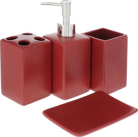 Набор для ванной комнаты Axentia, 125484к, красный, 4 предмета