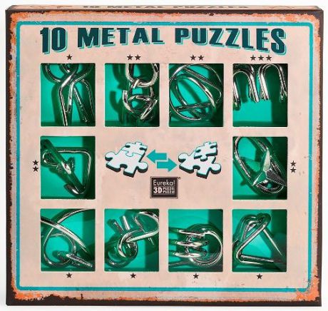 Головоломка Eureka (Бельгия) Набор из 10 металлических головоломок (зеленый) / 10 Metal Puzzles green set