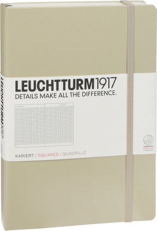 Записная книжка Leuchtturm1917, 354593, бежевый, A5 (148 x 210 мм), в клетку, 125 листов
