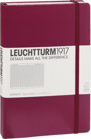 Записная книжка Leuchtturm1917, 359694, бордовый, A5 (148 x 210 мм), в клетку, 125 листов