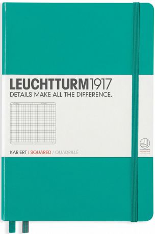 Записная книжка Leuchtturm1917, 344791, зеленый, A5 (148 x 210 мм), в клетку, 125 листов