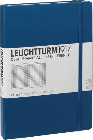 Записная книжка Leuchtturm1917, 359693, синий, A5 (148 x 210 мм), в клетку, 125 листов