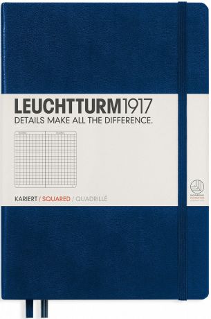 Записная книжка Leuchtturm1917, 342923, темно-синий, A5 (148 x 210 мм), в клетку, 125 листов