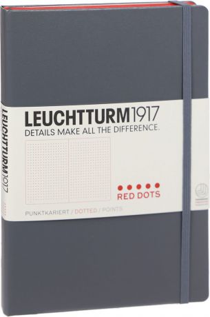 Записная книжка Leuchtturm1917 Red Dots Edition, 357699 , серый, A5 (148 x 210 мм), в точку, 126 листов
