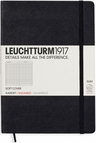 Записная книжка Leuchtturm1917, 310337, черный, A5 (148 x 210 мм), в клетку, 61 лист