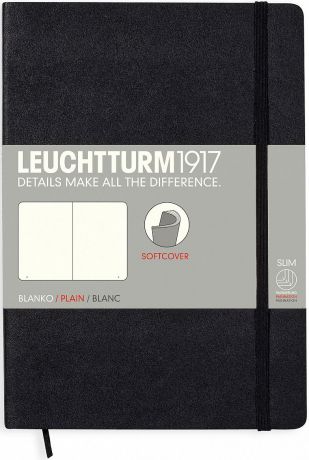 Записная книжка Leuchtturm1917, 318651, черный, A5 (148 x 210 мм), без разметки, 61 лист