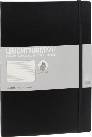 Записная книжка Leuchtturm1917, 349296, черный, B5 (176 x 250 мм), в линейку, 62 листа