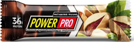 Протеиновый батончик Power Pro мультибелковый глазированный с орехами со вкусом Фисташковое пралине, 60 г