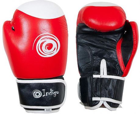 Боксерские перчатки Indigo, PS-789, красный, черный, белый, вес 10 унций