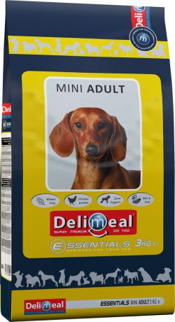 Корм сухой Delimeal Essentials Mini Adult, с мясом курицы, для взрослых собак мелких и миниатюрных пород, 3 кг
