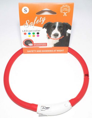 Ошейник для собак Meijing Aquarium, светящийся, с USB-зарядкой, JPF-008UM-red, красный