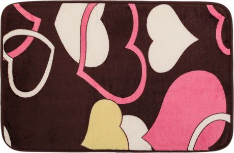 Коврик для ванной Доляна "Сердца", 3542598, разноцветный, 39 х 59 см
