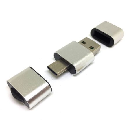 Устройство чтения карт памяти Espada ESP-UCSD, USB A+Type-C to MicroSD/TF, серебристый