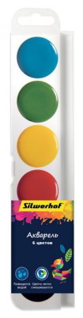 Краски акварельные Silwerhof "Цветландия" 6 цветов, без кисти, 961131-06