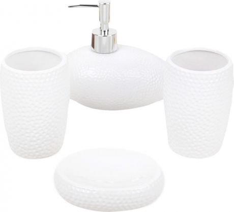 Набор для ванной комнаты "Камни", 3088095, белый, 4 предмета