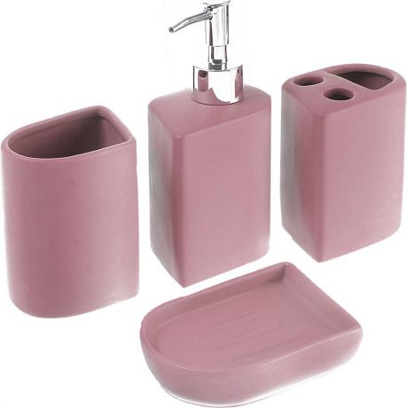 Набор для ванной комнаты Доляна "Модерн", 1585637, розовый, 4 предмета